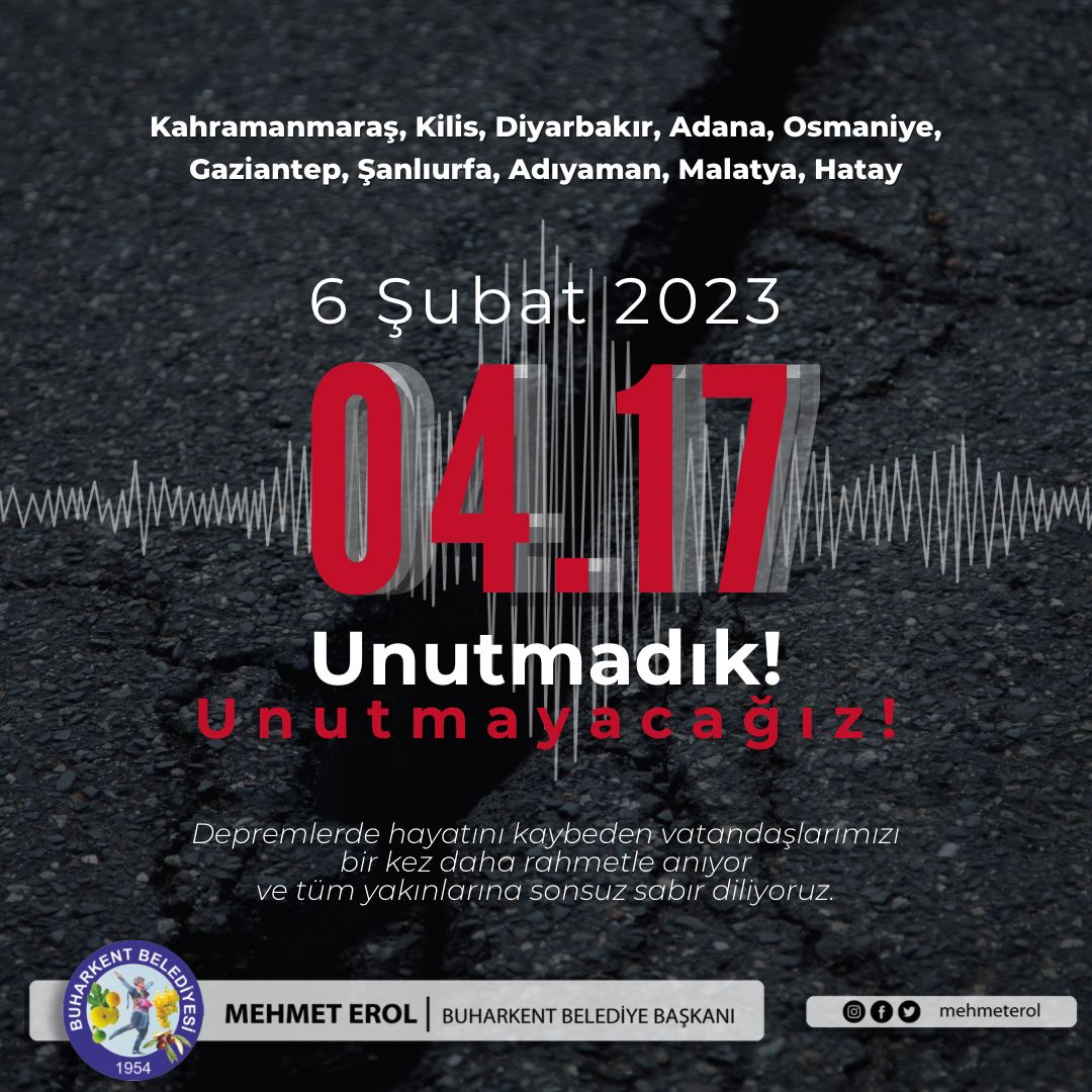 6 Şubat 2023 tarihinde,  Kahramanmaraş merkezli depremlerde hayatını kaybeden vatandaşları...